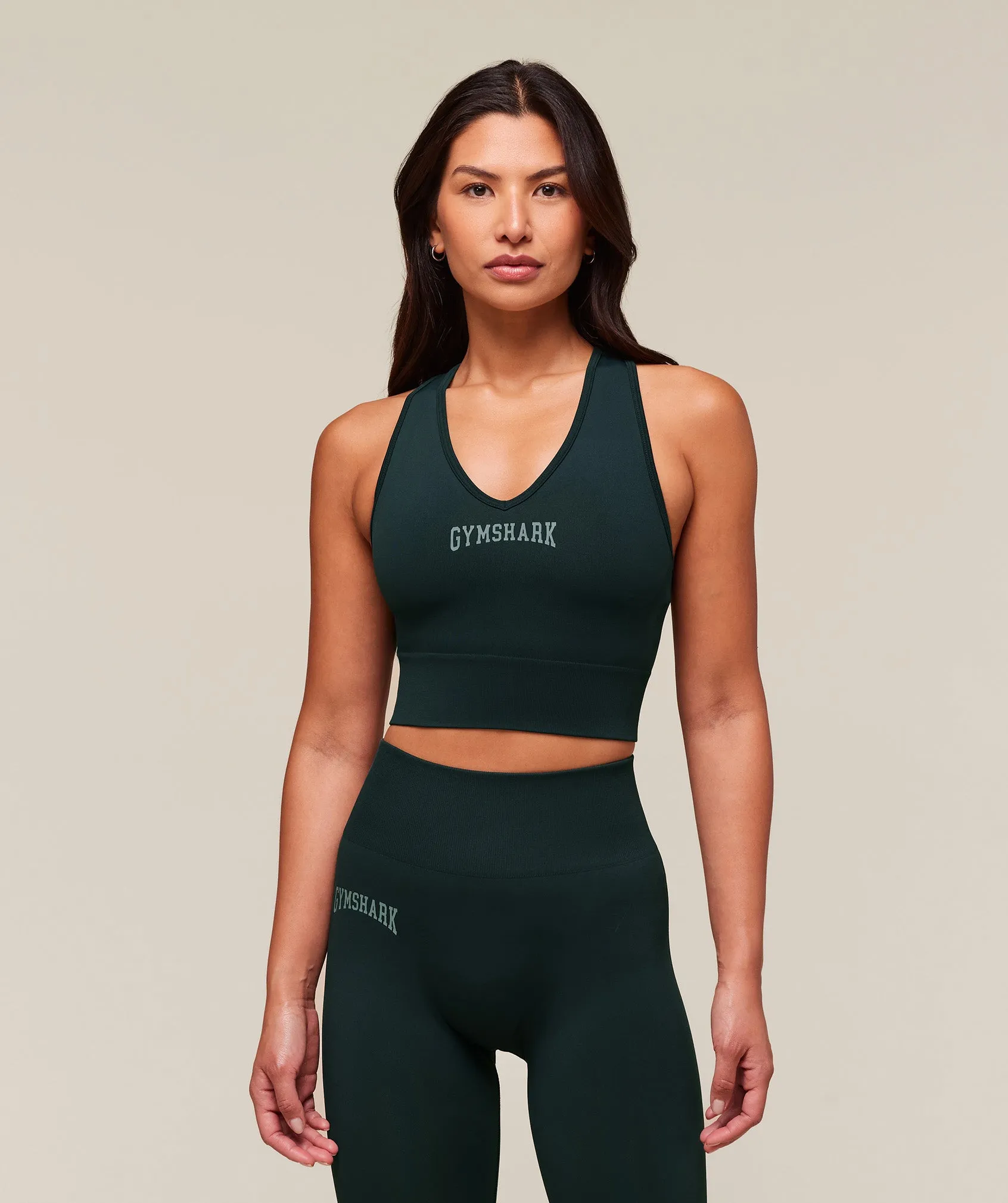 Gymshark Everyday Seamless Graphic Crop Tank - Darkest Teal sold by Gymshark