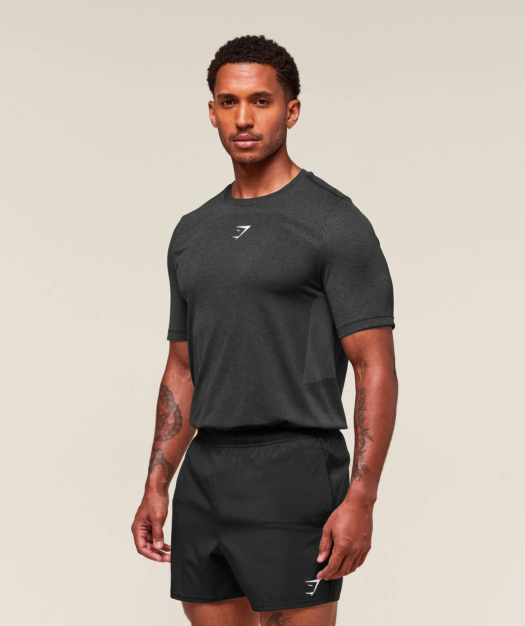 Gymshark Lightweight Seamless T-Shirt - Black/Silhouette Grey sold by Gymshark product image thumbnail 3
