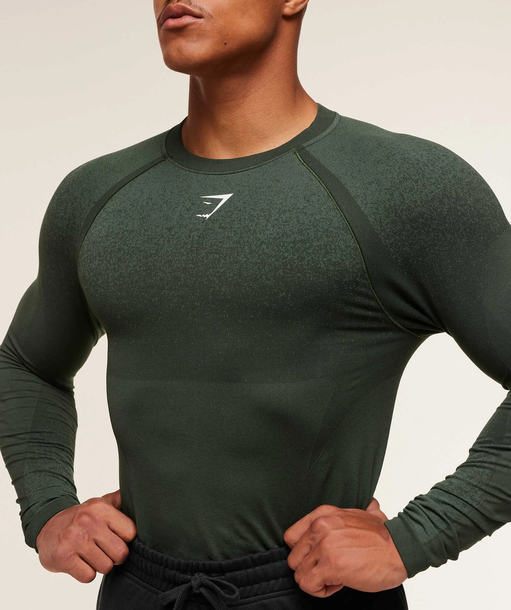 Gymshark Shadow Seamless Long Sleeve T-Shirt - Trail Green sold by Gymshark product image thumbnail 4