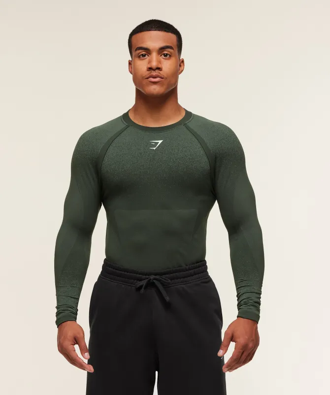 Gymshark Shadow Seamless Long Sleeve T-Shirt - Trail Green sold by Gymshark