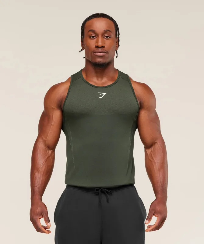 Gymshark Shadow Seamless Stringer - Trail Green sold by Gymshark