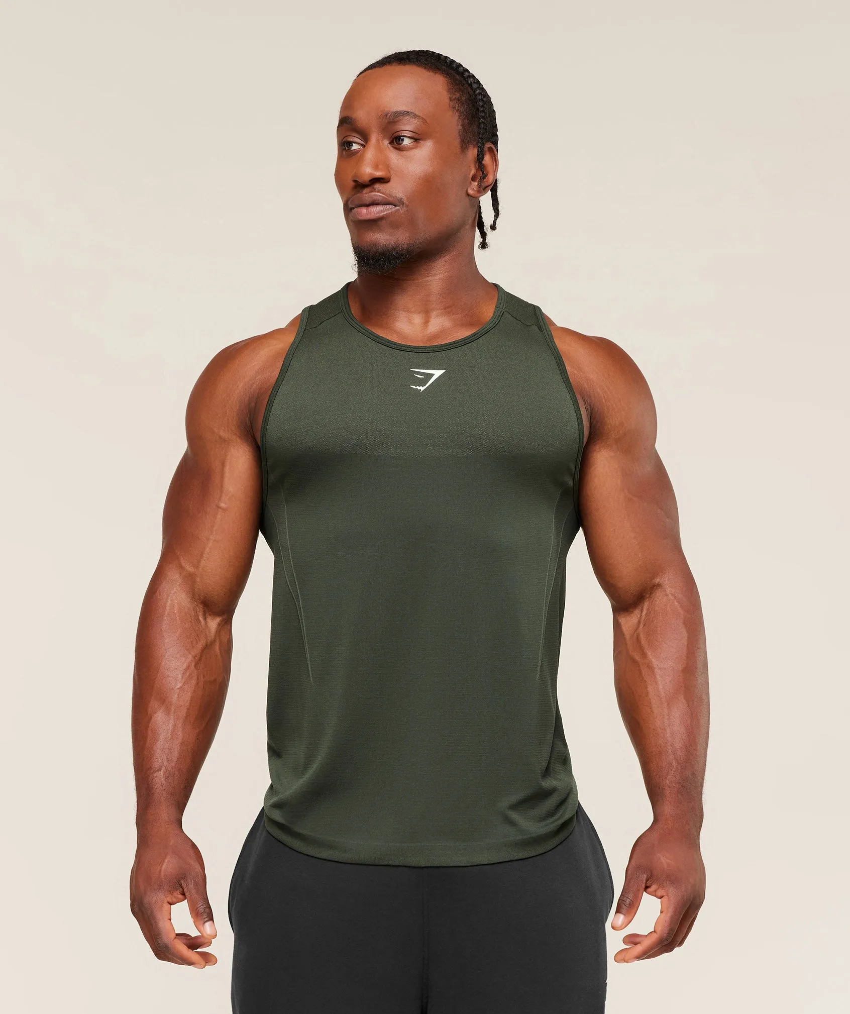 Gymshark Shadow Seamless Stringer - Trail Green sold by Gymshark product image thumbnail 4