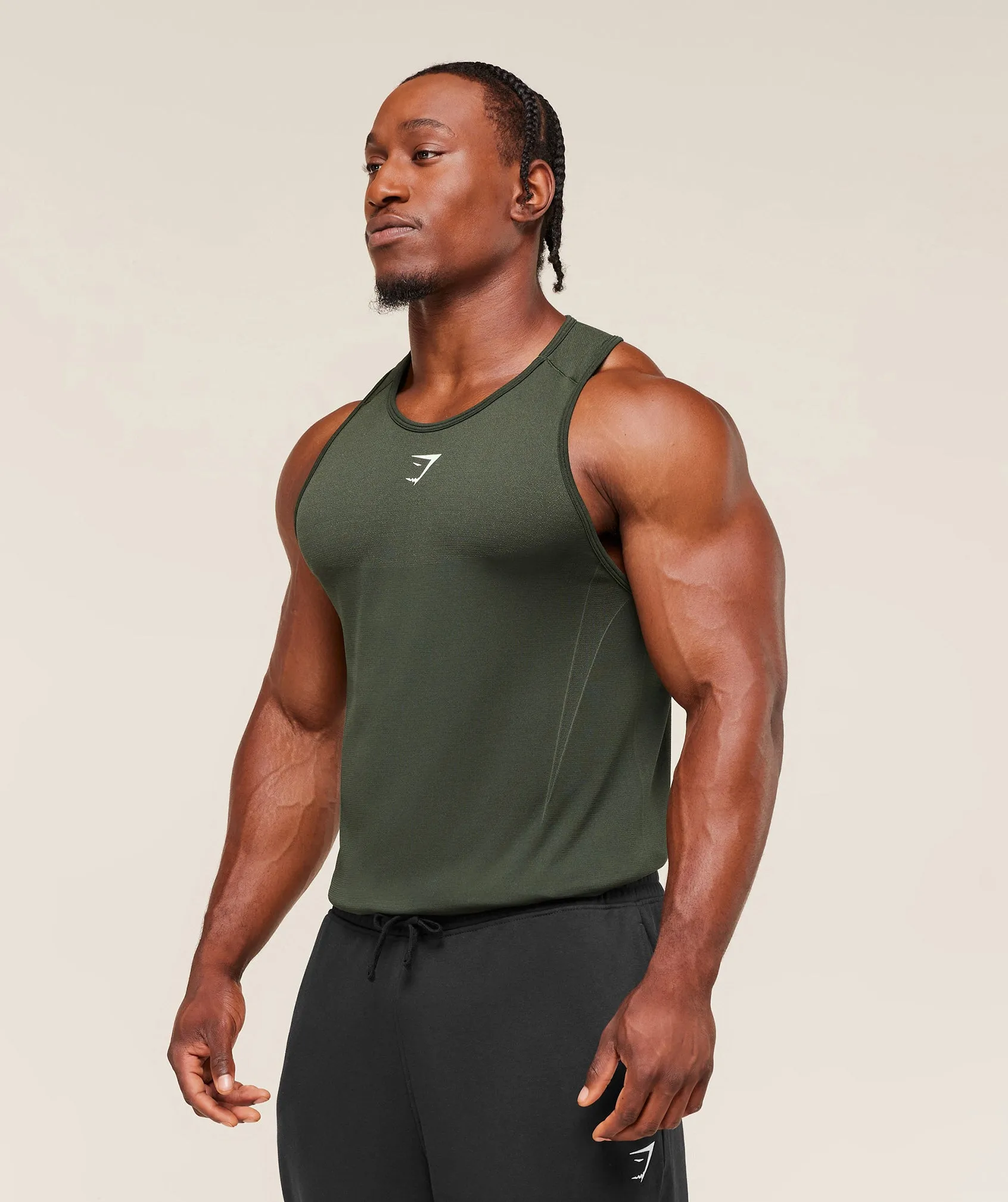 Gymshark Shadow Seamless Stringer - Trail Green sold by Gymshark product image thumbnail 3