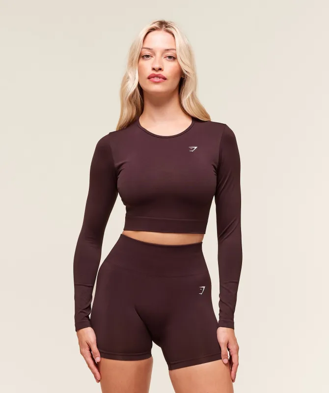 Gymshark Everyday Seamless Long Sleeve Crop Top - Cherry Purple sold by Gymshark