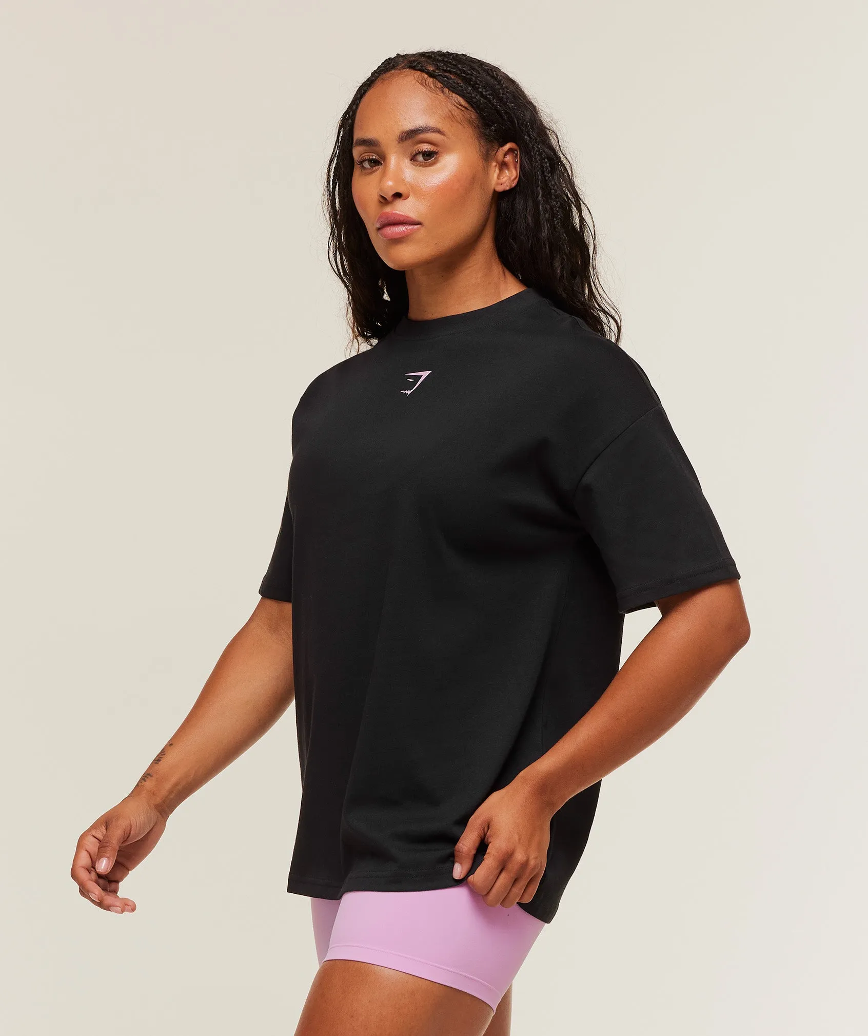 Gymshark Power Oversized T-Shirt - Black/Warm Lilac sold by Gymshark product image thumbnail 3