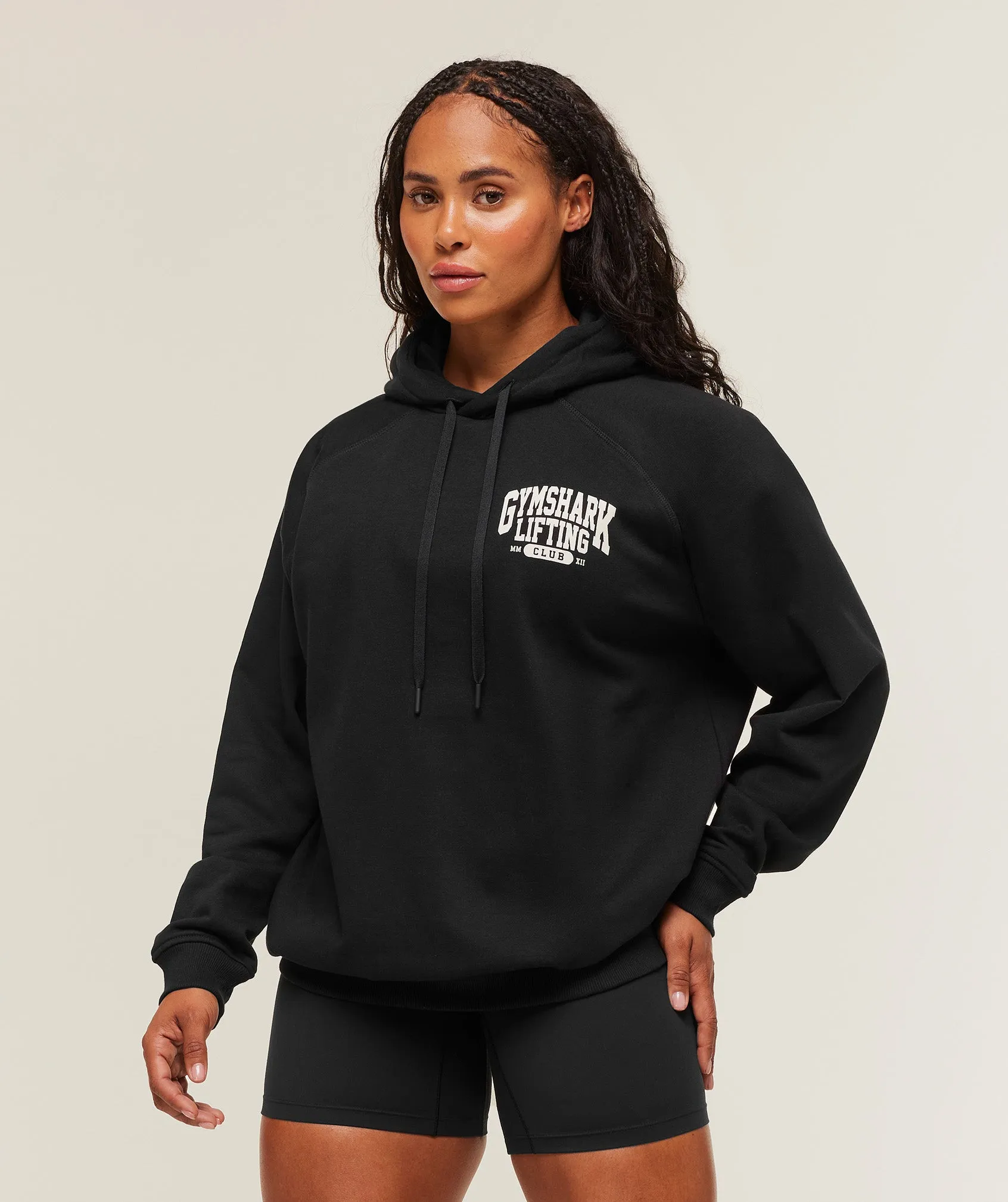 Gymshark Lifting Club Graphic Oversized Hoodie - Black/Soft White sold by Gymshark product image thumbnail 2