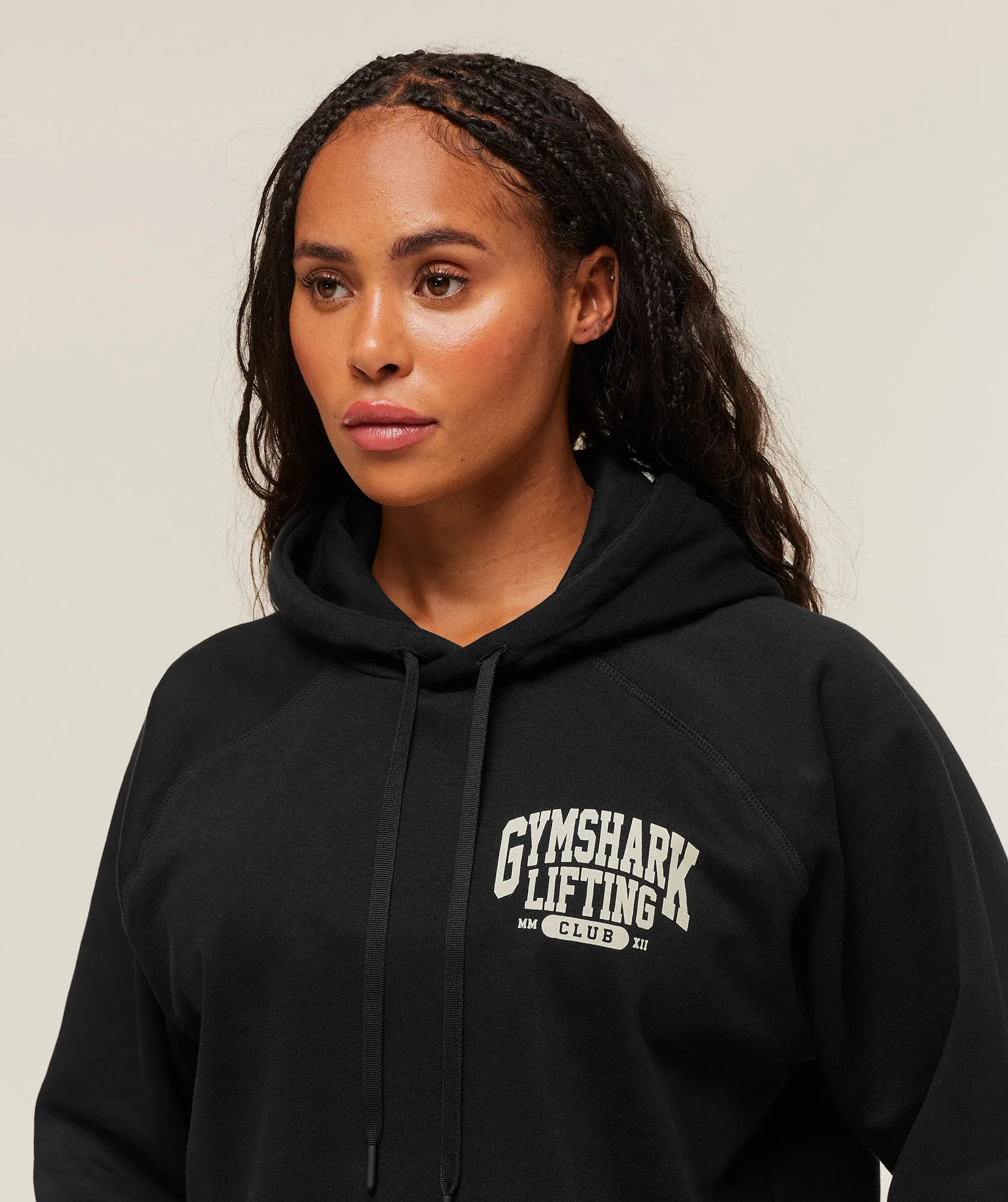 Gymshark Lifting Club Graphic Oversized Hoodie - Black/Soft White sold by Gymshark product image thumbnail 5
