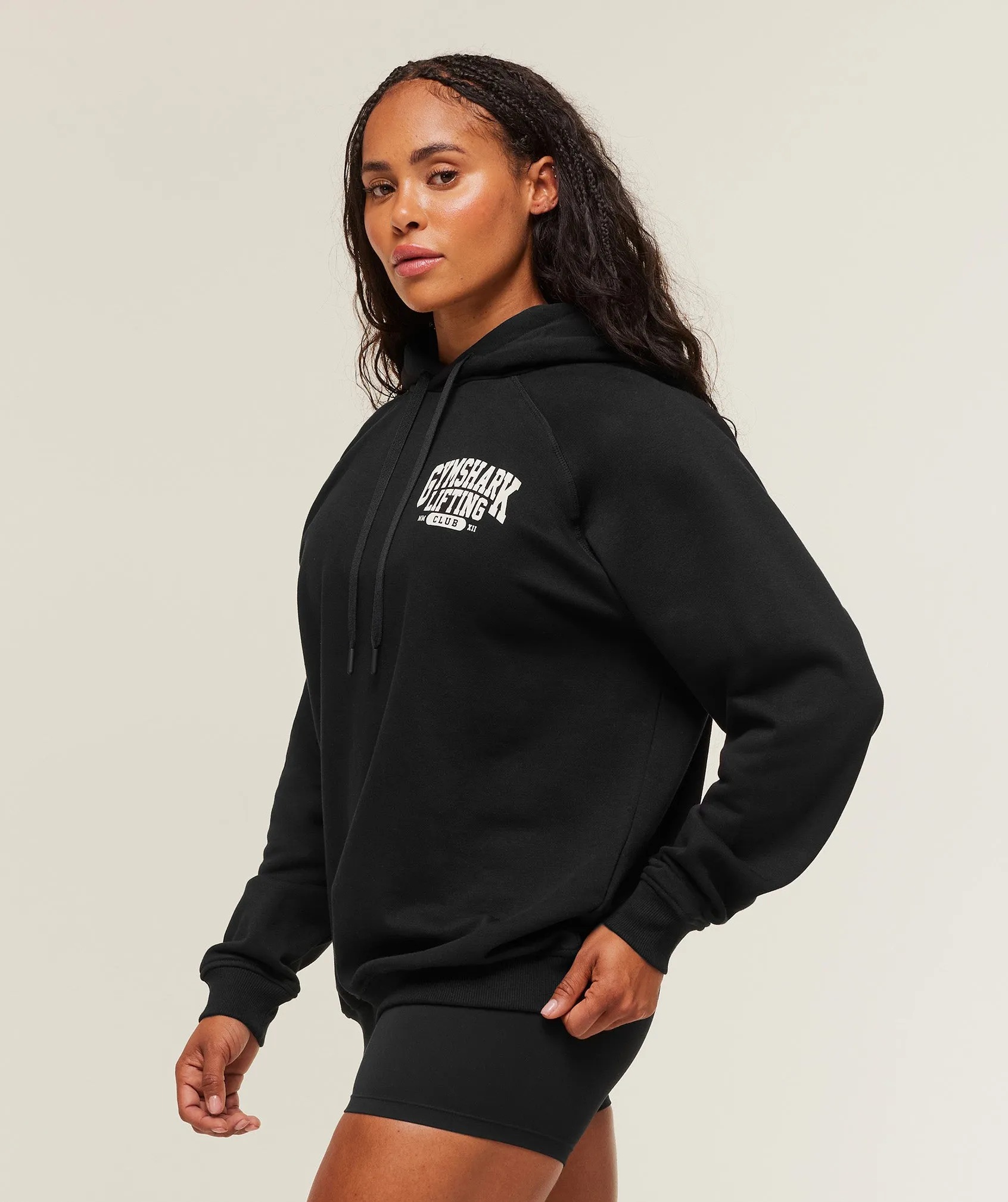 Gymshark Lifting Club Graphic Oversized Hoodie - Black/Soft White sold by Gymshark product image thumbnail 3