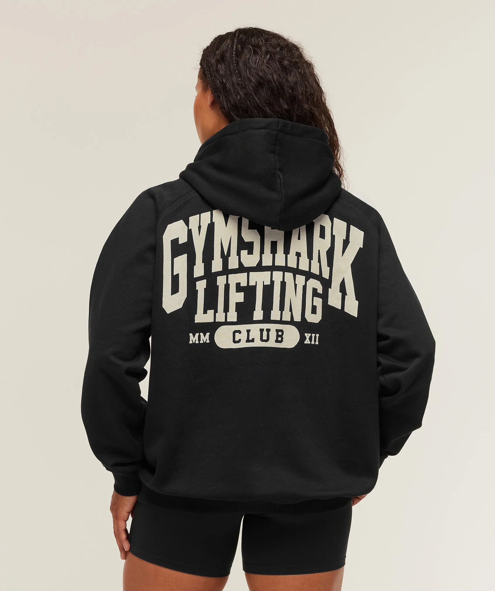Gymshark Lifting Club Graphic Oversized Hoodie - Black/Soft White sold by Gymshark