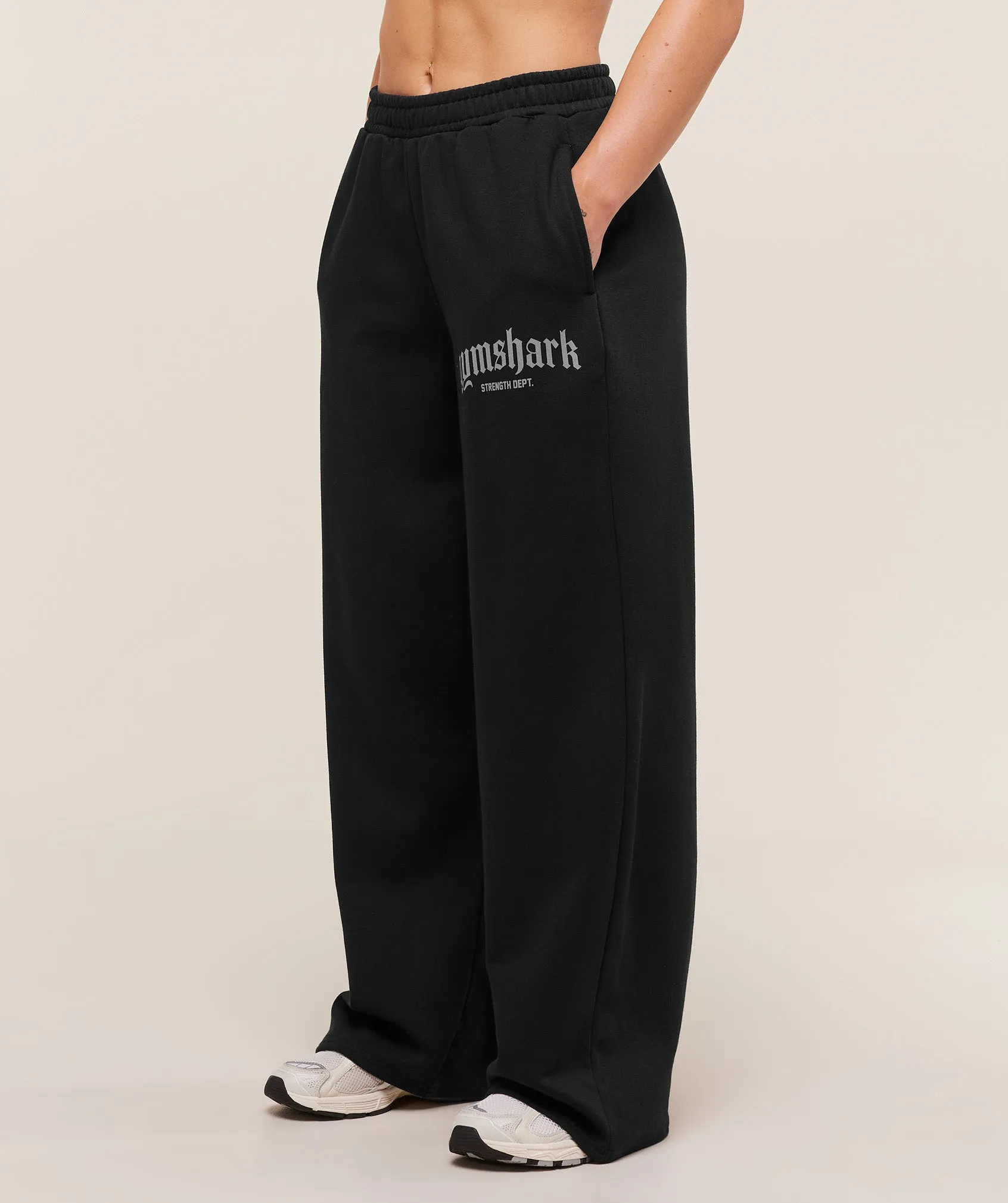 Gymshark Strength Department Wide Leg Joggers - Black sold by Gymshark