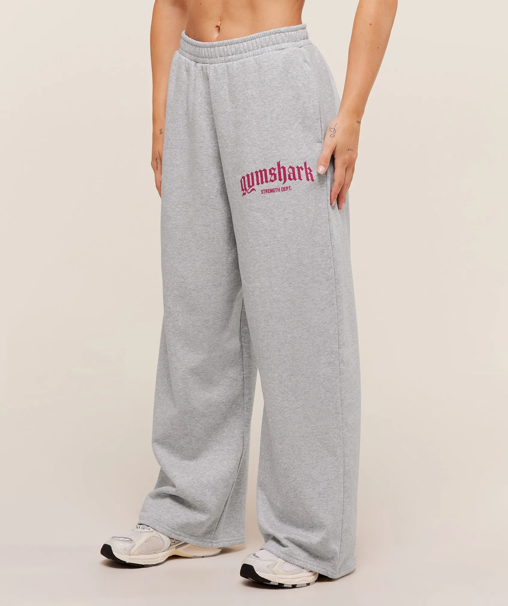 Gymshark Strength Department Wide Leg Joggers - Light Grey Core Marl sold by Gymshark