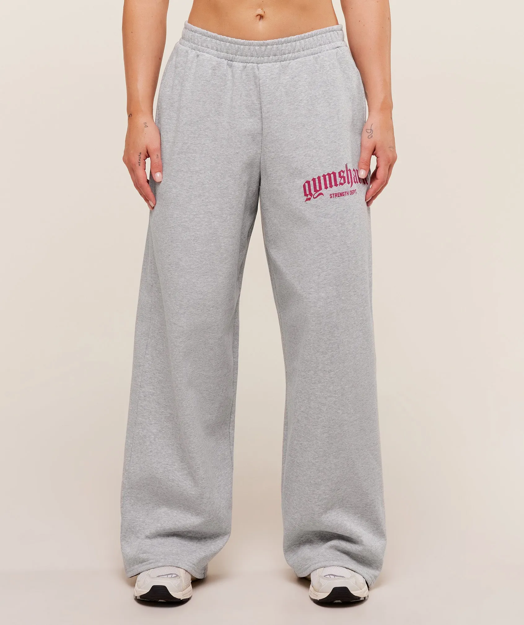 Gymshark Strength Department Wide Leg Joggers - Light Grey Core Marl sold by Gymshark product image thumbnail 2