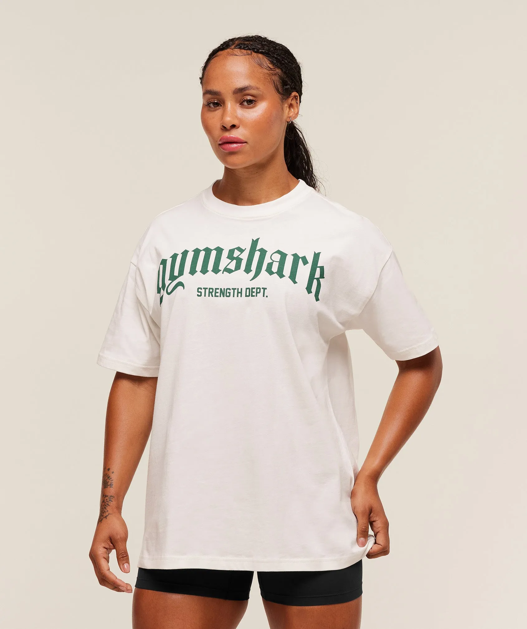 Gymshark Strength Department Oversized T-Shirt - Soft White sold by Gymshark