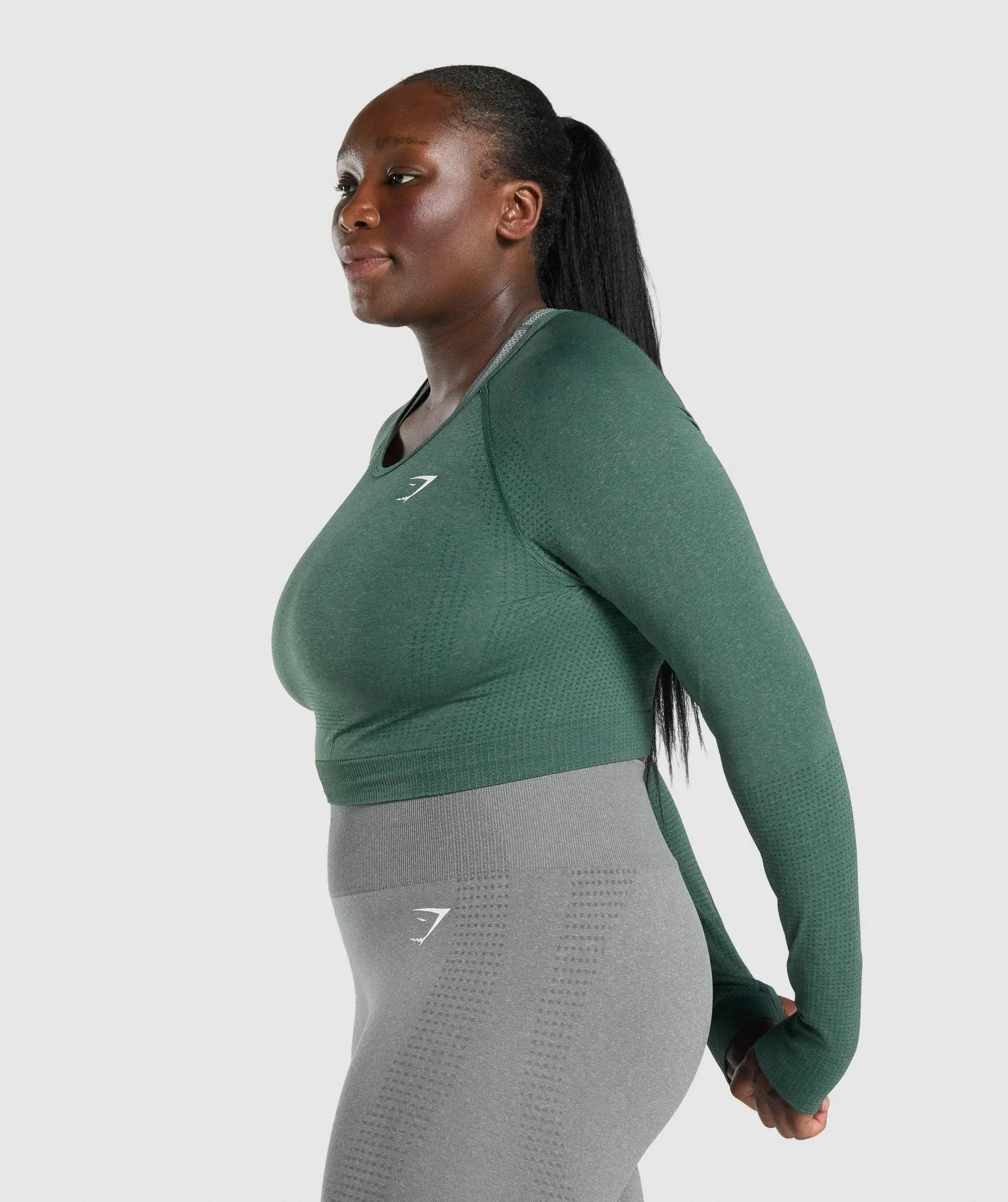 Gymshark Vital Crop Top - Dark Green Marl sold by Gymshark product image thumbnail 3