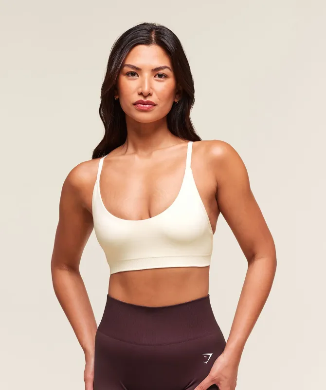 Gymshark Everyday Seamless Racerback Sports Bra - Soft White sold by Gymshark