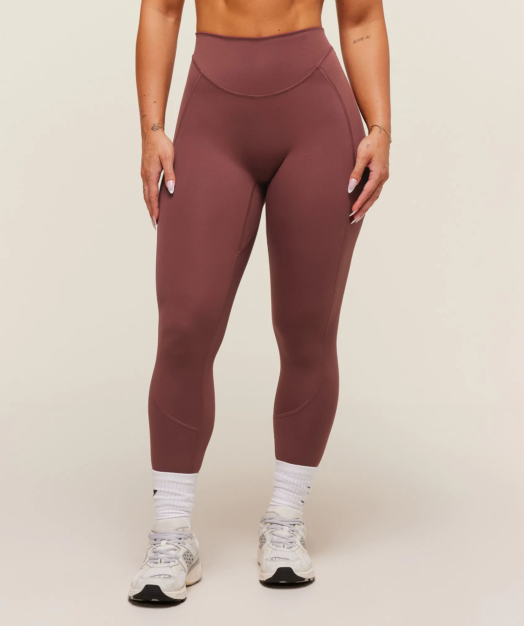 Gymshark Lifting Dipped Waistband Leggings - Burgundy Brown sold by Gymshark