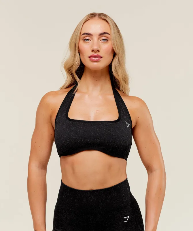 Gymshark Adapt Fleck x Whitney Halterneck Sports Bra - Black sold by Gymshark