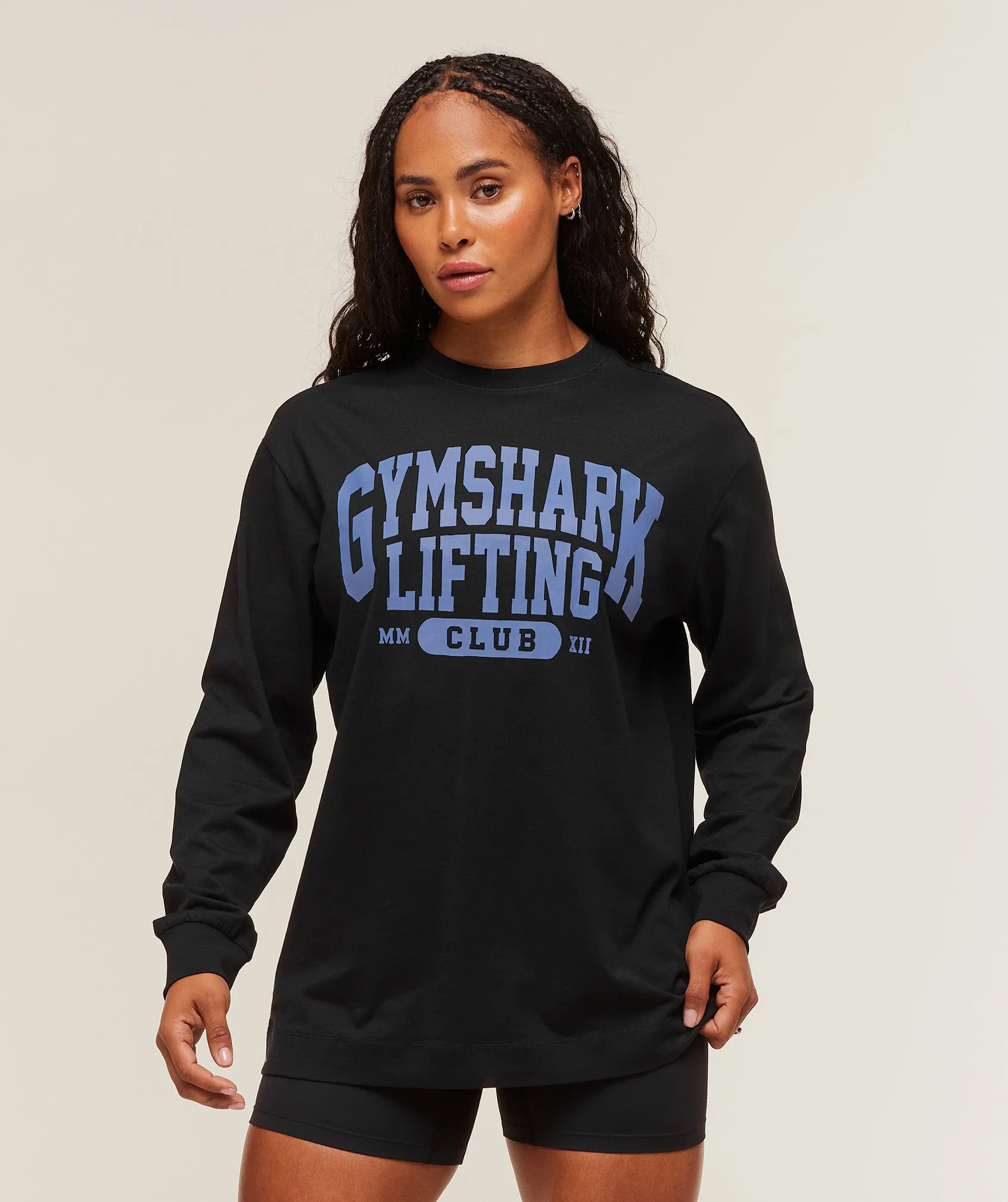 Gymshark Lifting Club Graphic Oversized Long Sleeve T-Shirt - Black sold by Gymshark