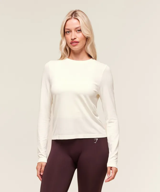 Gymshark Everyday Seamless Long Sleeve Top - Soft White sold by Gymshark