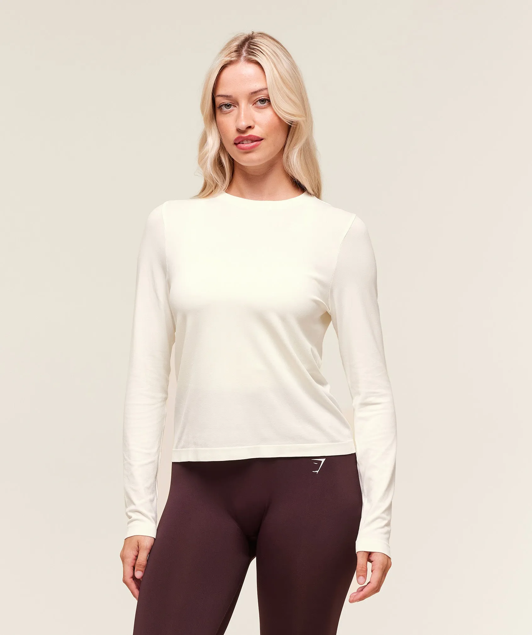 Gymshark Everyday Seamless Long Sleeve Top - Soft White sold by Gymshark