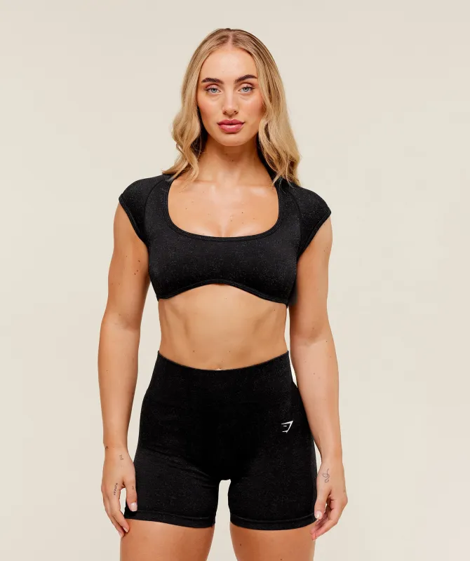Gymshark Adapt Fleck x Whitney Short Sleeve Crop Top - Black sold by Gymshark
