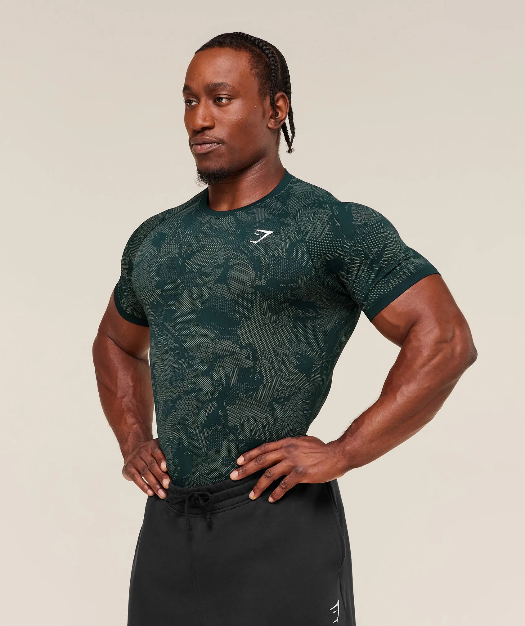 Gymshark Geo Seamless T-Shirt - Deep Petrol Blue/Unit Green sold by Gymshark product image thumbnail 3
