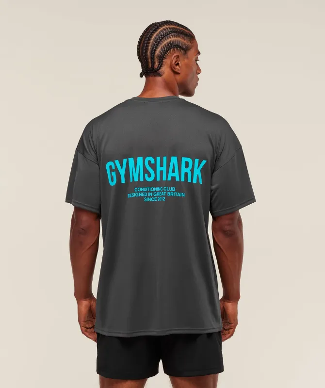 Gymshark Conditioning Club Oversized T-Shirt - Onyx Grey/Brand Blue sold by Gymshark