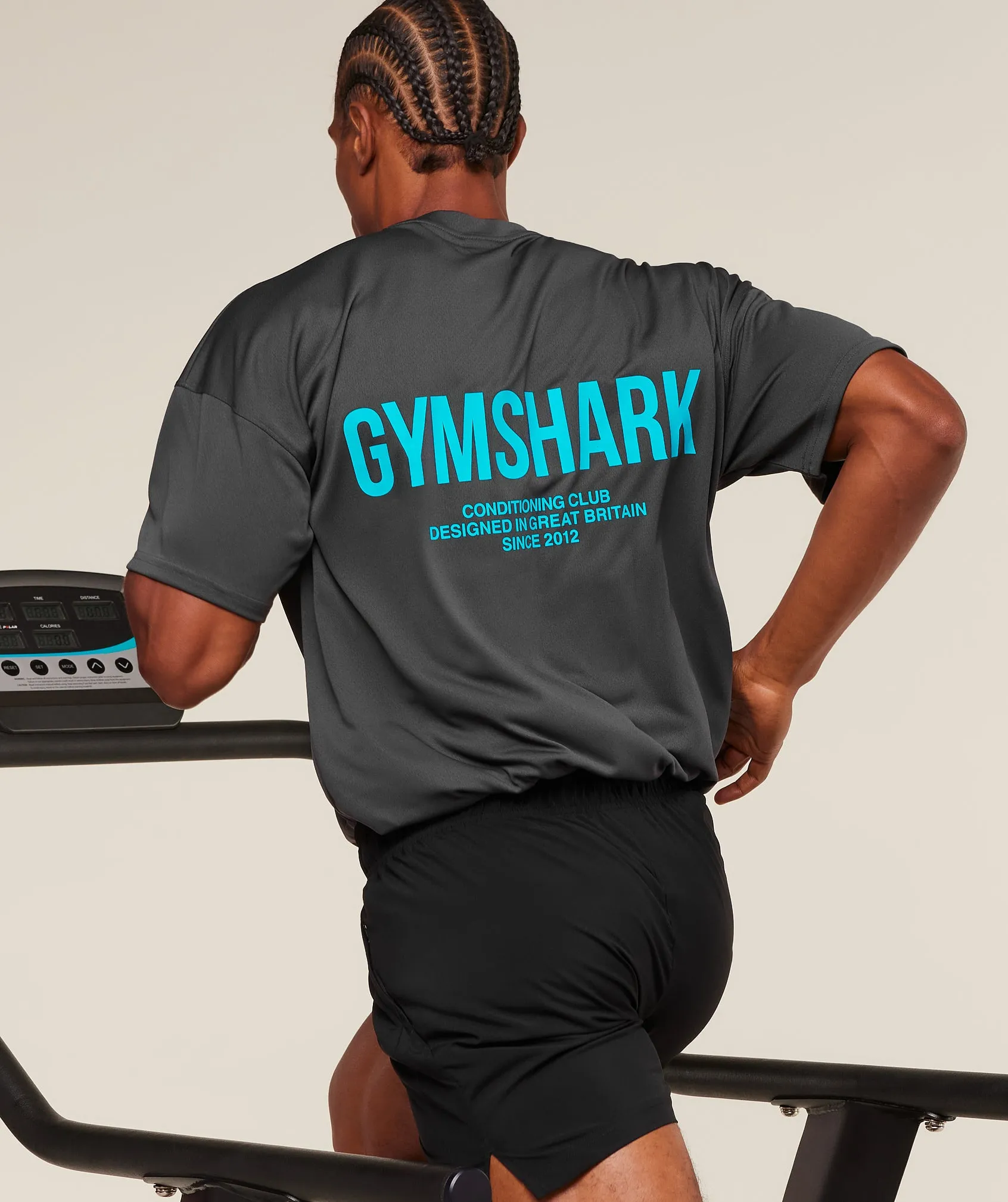 Gymshark Conditioning Club Oversized T-Shirt - Grey/Brand Blue sold by Gymshark product image thumbnail 2