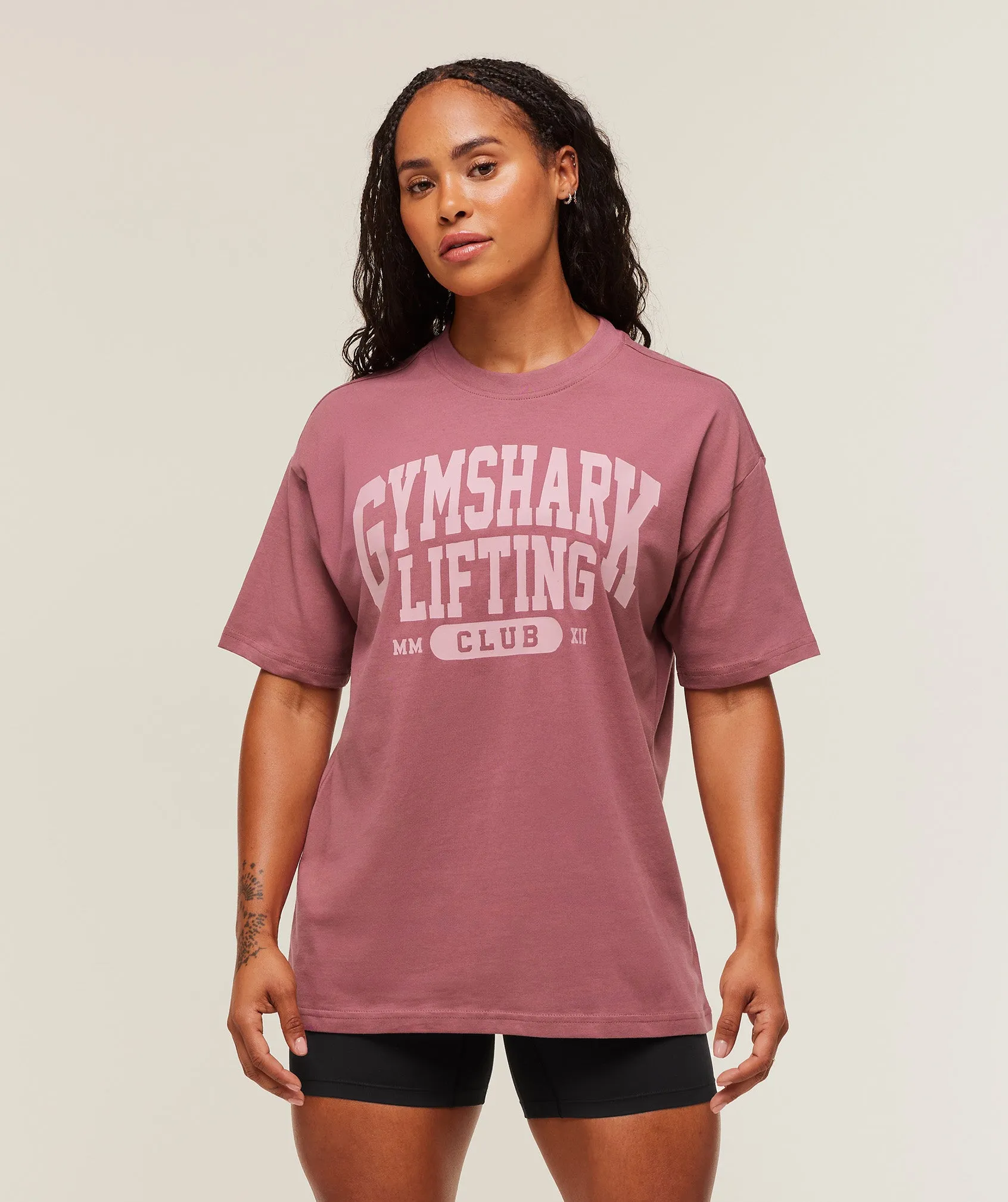 Gymshark Lifting Club Graphic Oversized T-Shirt - Reset Pink sold by Gymshark