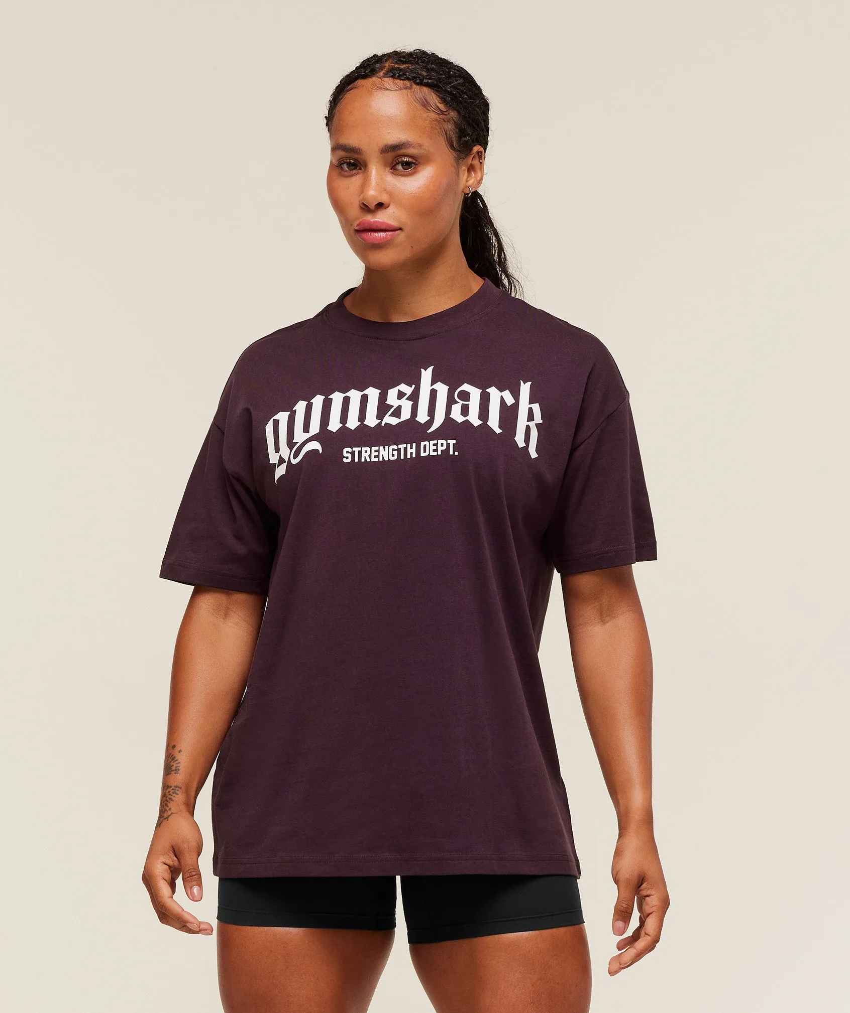 Gymshark Strength Department Oversized T-Shirt - Cherry Purple sold by Gymshark