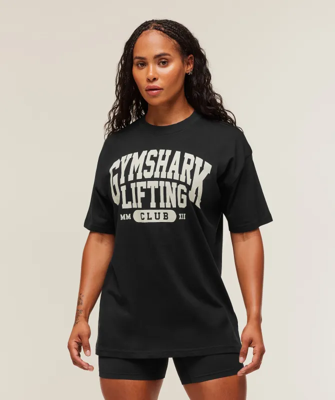Gymshark Lifting Club Graphic Oversized T-Shirt - Black/Soft White sold by Gymshark