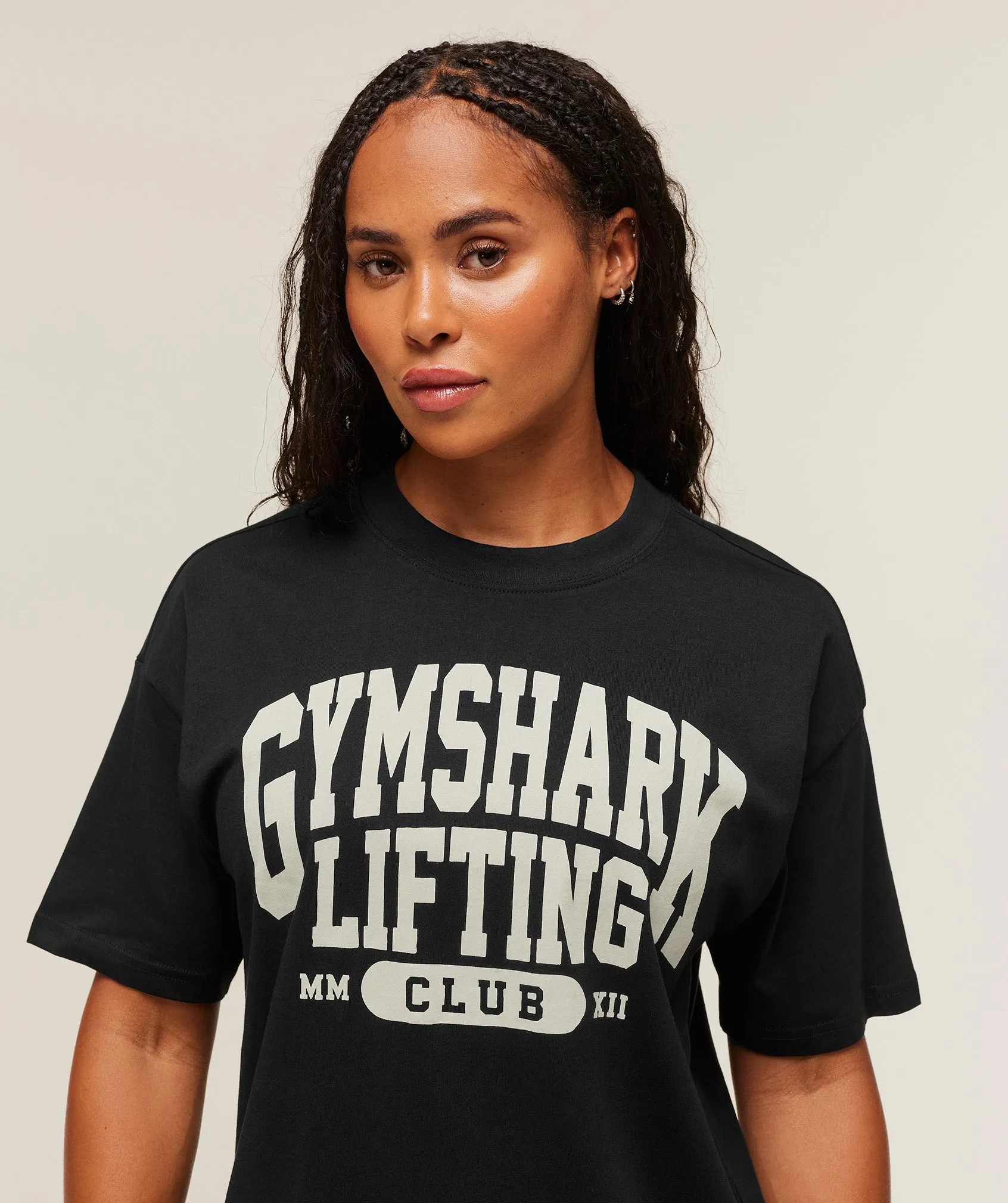Gymshark Lifting Club Graphic Oversized T-Shirt - Black/Soft White sold by Gymshark product image thumbnail 4