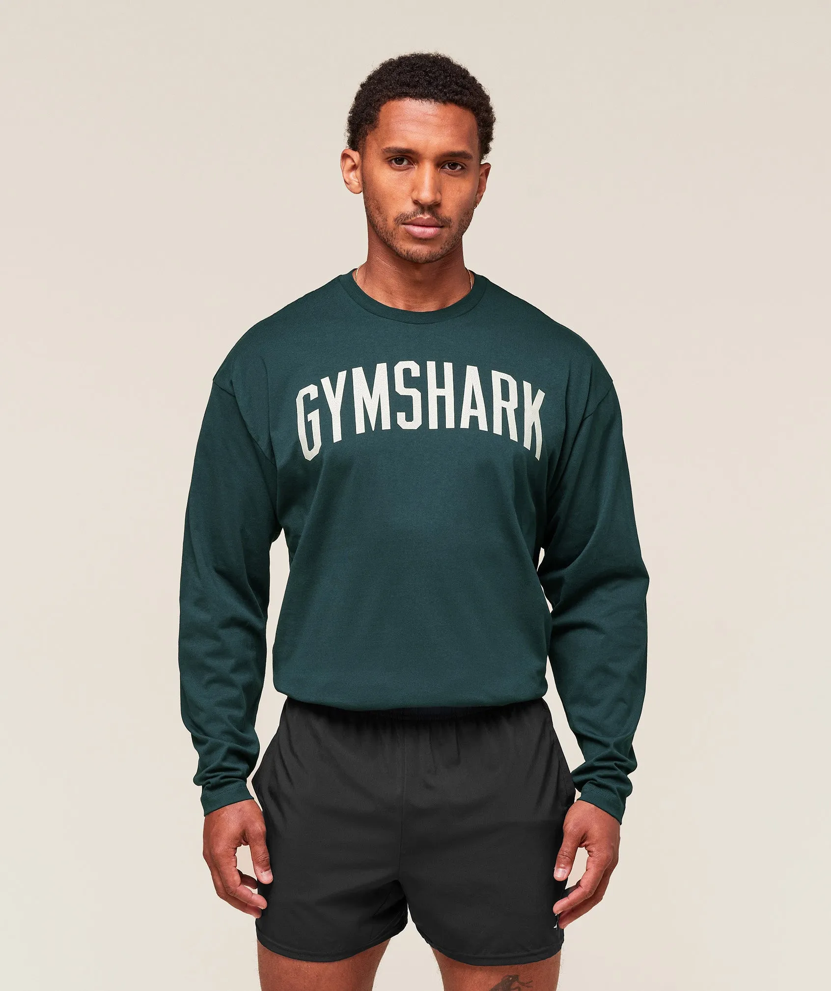 Gymshark Worn Graphic Long Sleeve T-Shirt - Deep Petrol Blue sold by Gymshark