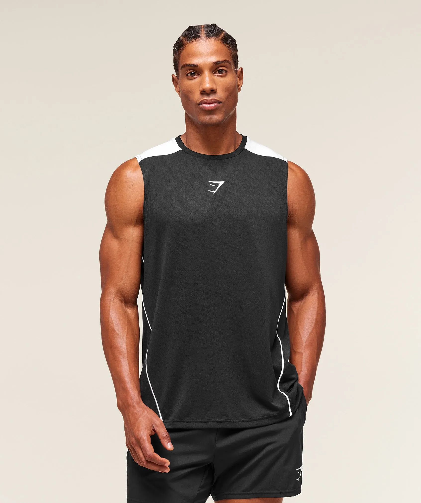 Gymshark Arrival Block Tank - Black sold by Gymshark