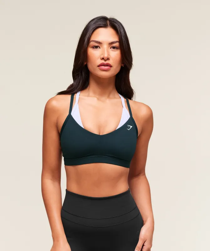 Gymshark Double Up Sports Bra - Deep Petrol Blue/Smoke Blue sold by Gymshark
