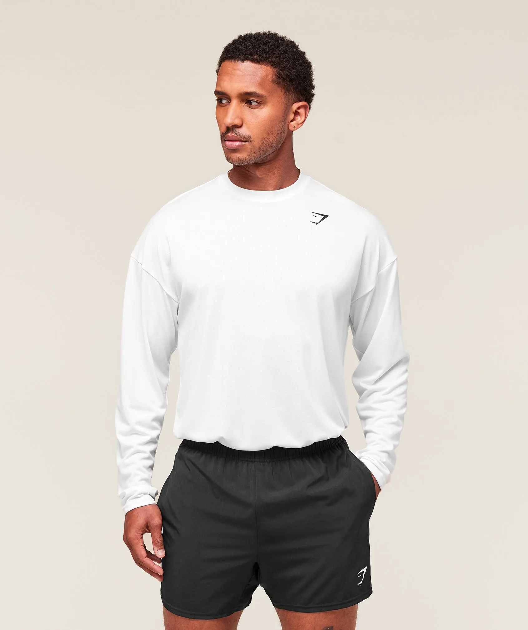 Gymshark Arrival Oversized Long Sleeve T-Shirt - White sold by Gymshark product image thumbnail 3