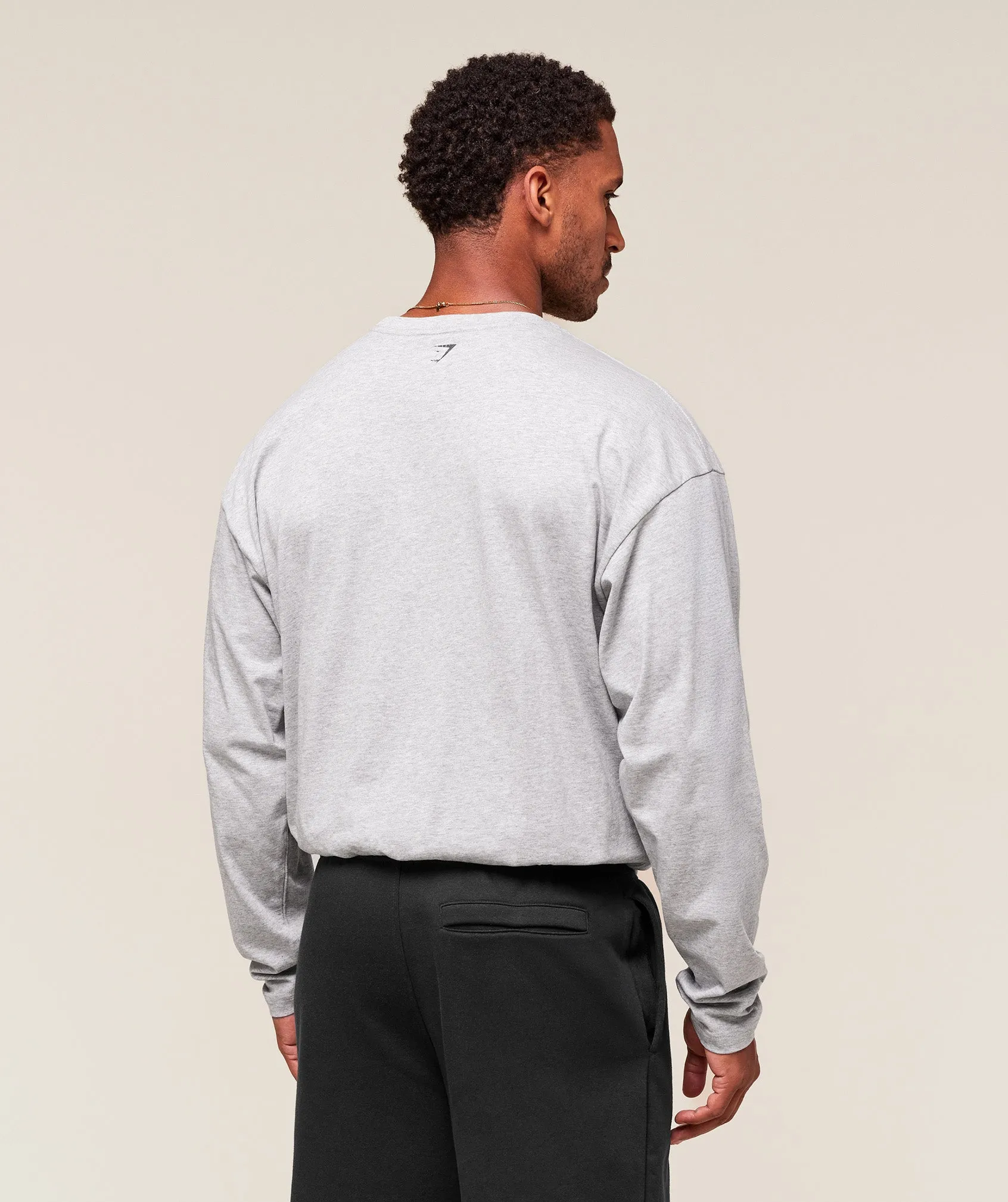 Gymshark Worn Graphic Long Sleeve T-Shirt - Light Grey Core Marl sold by Gymshark product image thumbnail 2