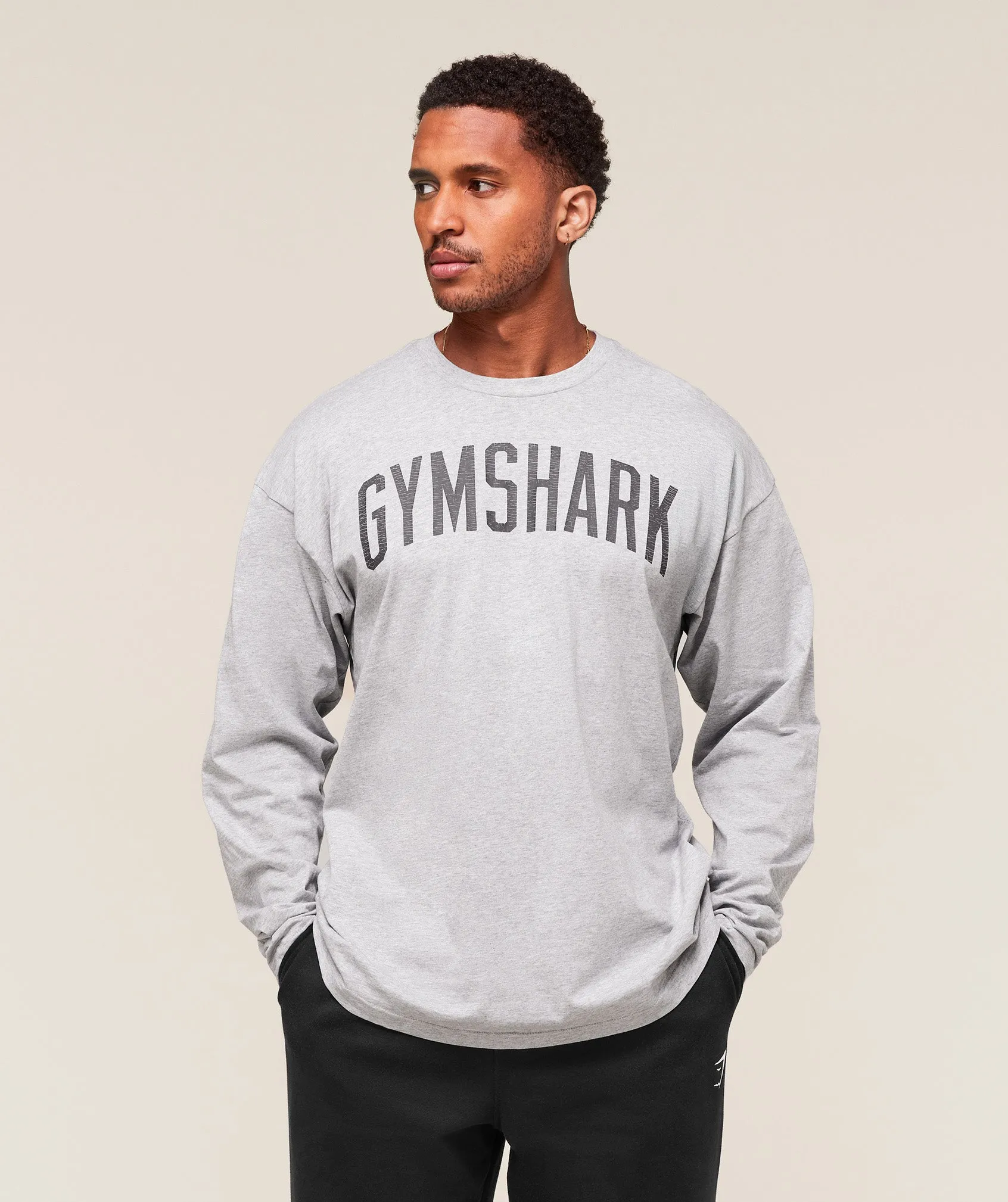 Gymshark Worn Graphic Long Sleeve T-Shirt - Light Grey Core Marl sold by Gymshark product image thumbnail 3