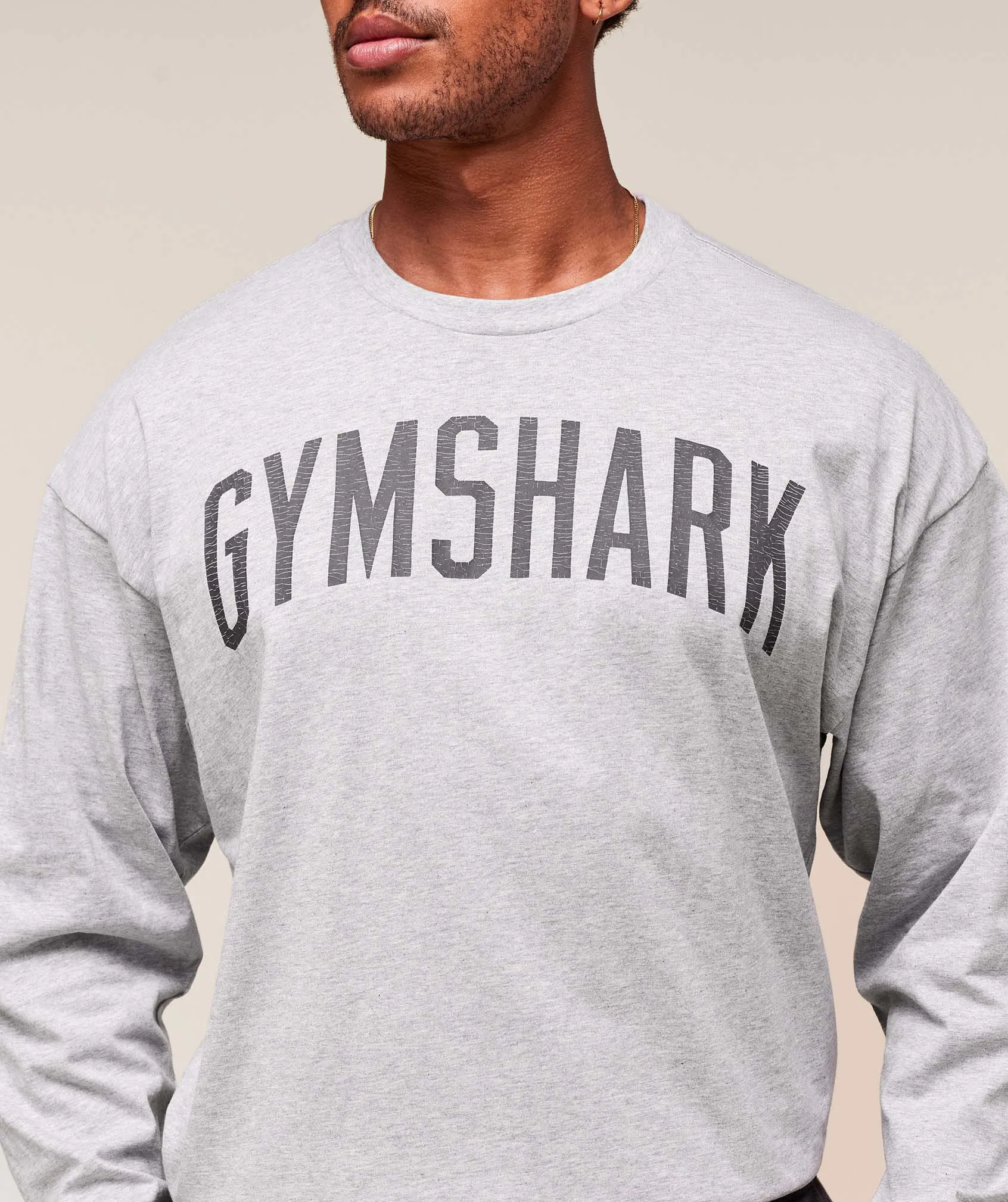 Gymshark Worn Graphic Long Sleeve T-Shirt - Light Grey Core Marl sold by Gymshark product image thumbnail 4