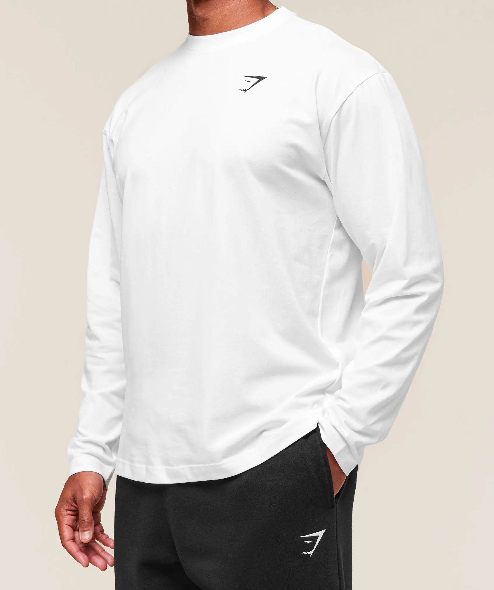 Gymshark Essential Oversized Long Sleeve T-Shirt - White sold by Gymshark product image thumbnail 3