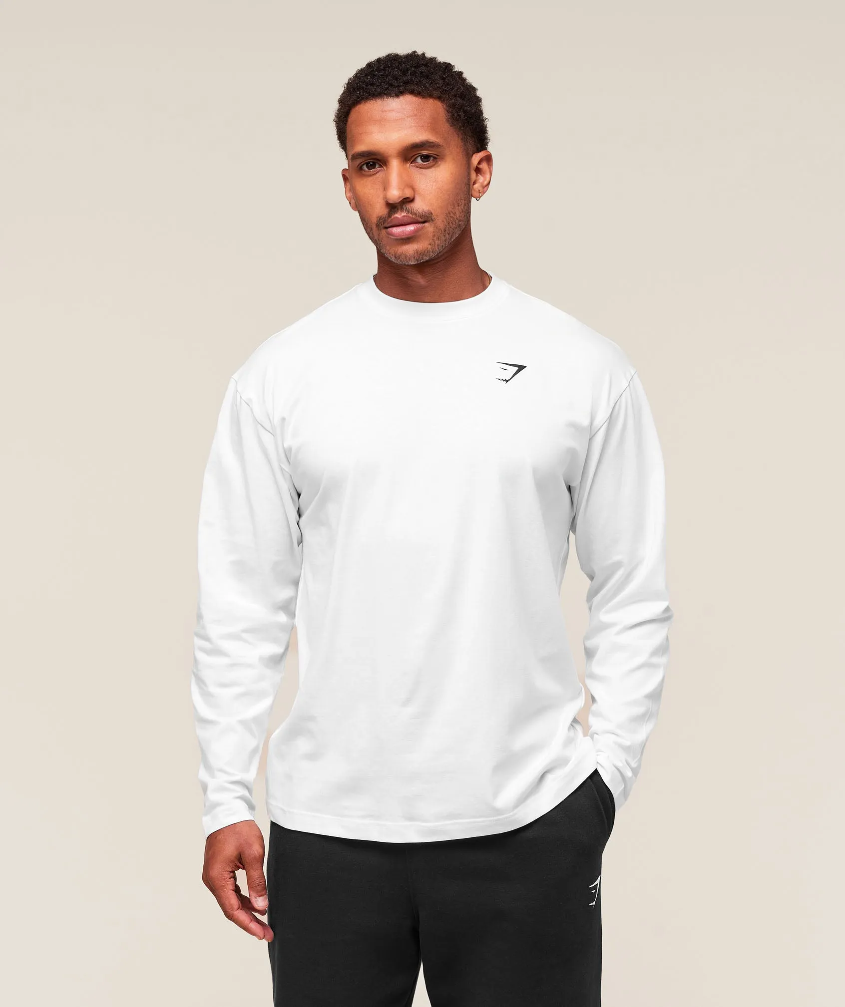 Gymshark Essential Oversized Long Sleeve T-Shirt - White sold by Gymshark