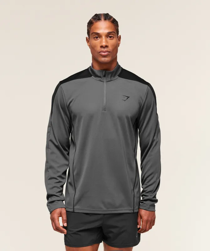 Gymshark Arrival Block 1/4 Zip - Dark Grey sold by Gymshark
