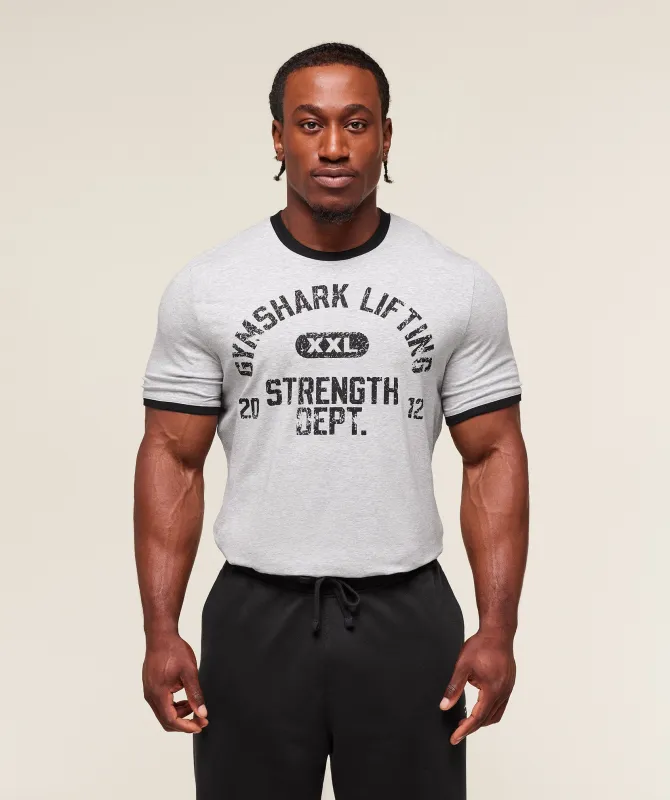 Gymshark XXL Strength Dept Ringer T-Shirt - Light Grey Core Marl sold by Gymshark