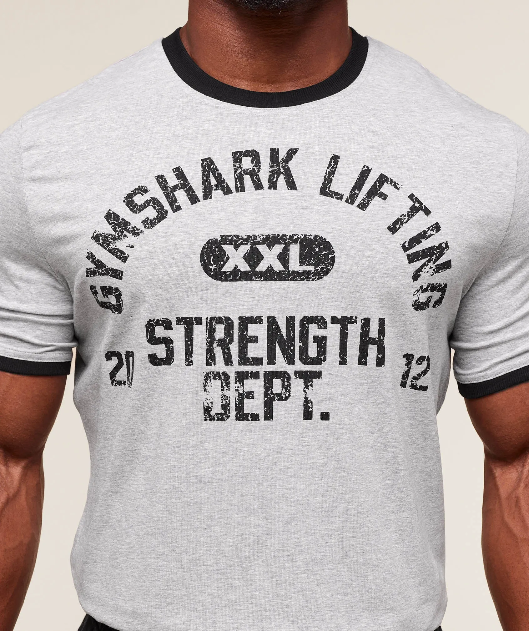 Gymshark XXL Strength Dept Ringer T-Shirt - Light Grey Core Marl sold by Gymshark product image thumbnail 4