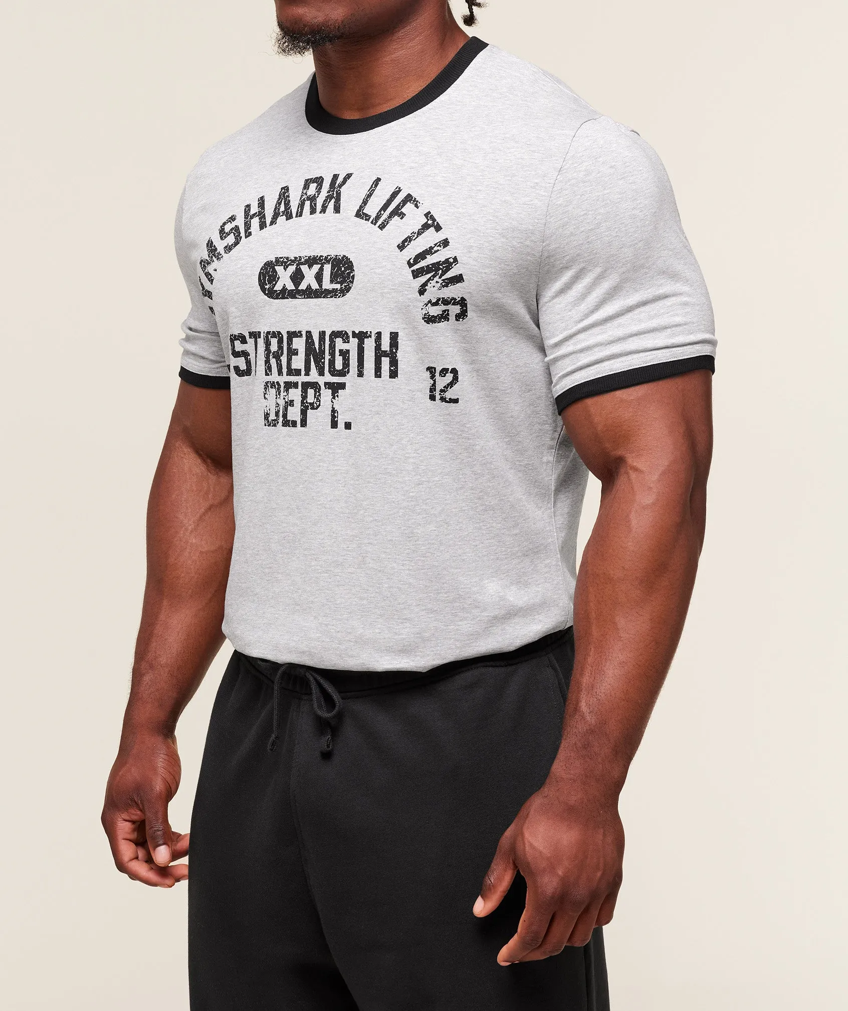 Gymshark XXL Strength Dept Ringer T-Shirt - Light Grey Core Marl sold by Gymshark product image thumbnail 3