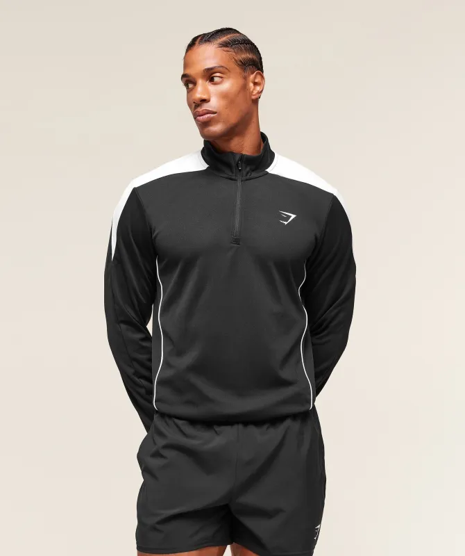 Gymshark Arrival Block 1/4 Zip - Black sold by Gymshark