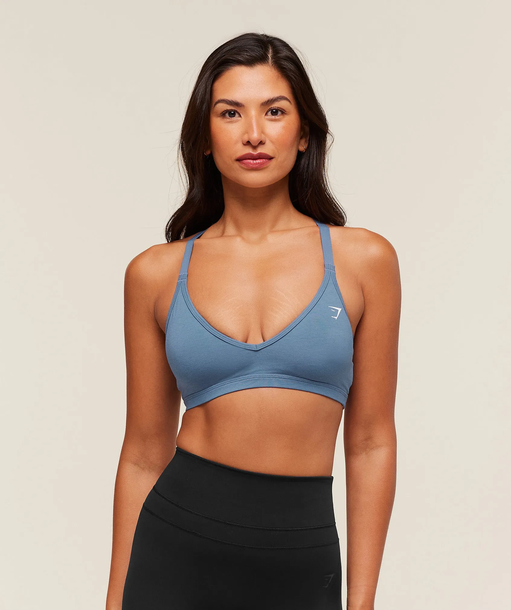 Gymshark Cotton Racerback Sports Bra - Worn Blue sold by Gymshark