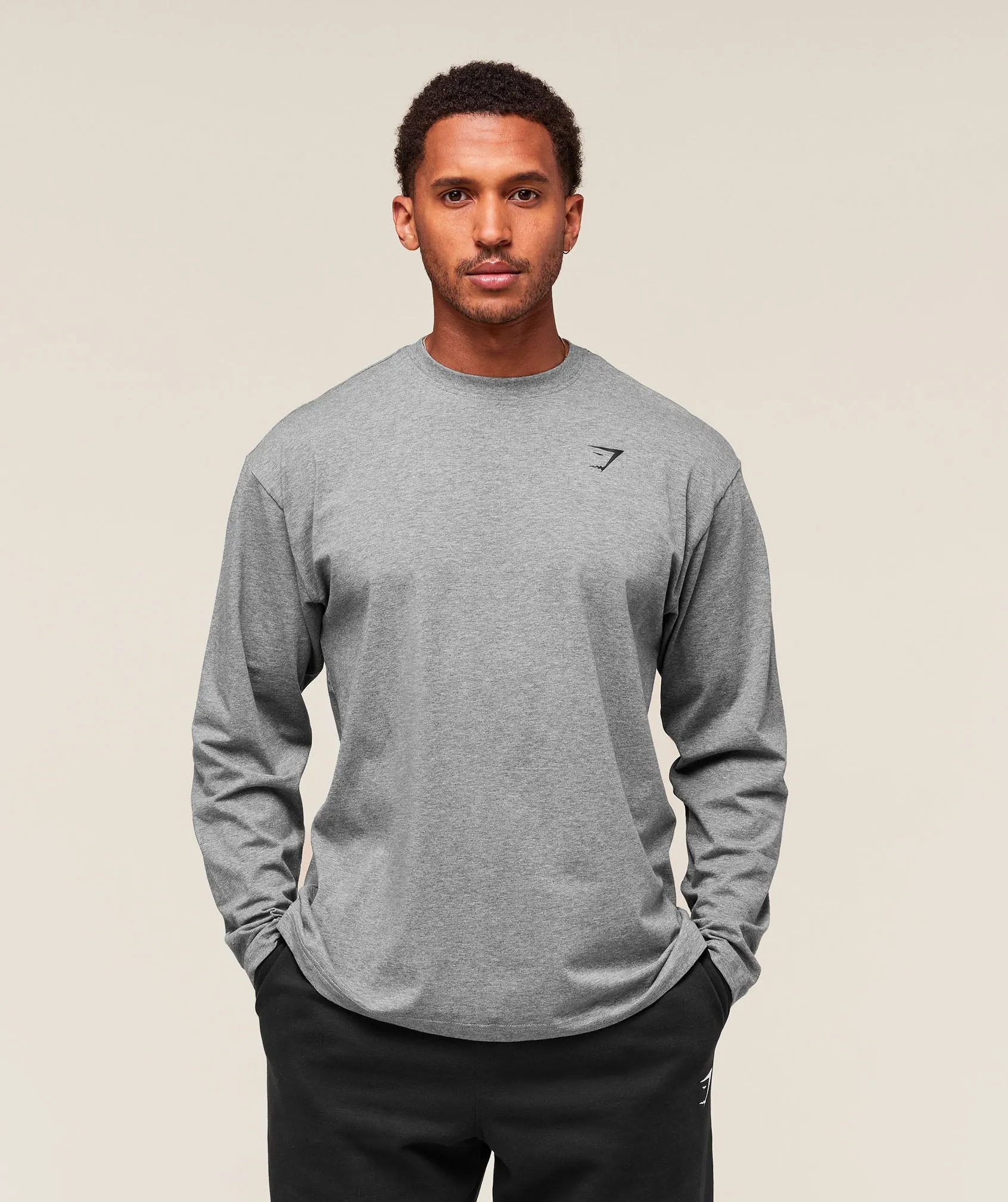 Gymshark Essential Oversized Long Sleeve T-Shirt - Charcoal Core Marl sold by Gymshark