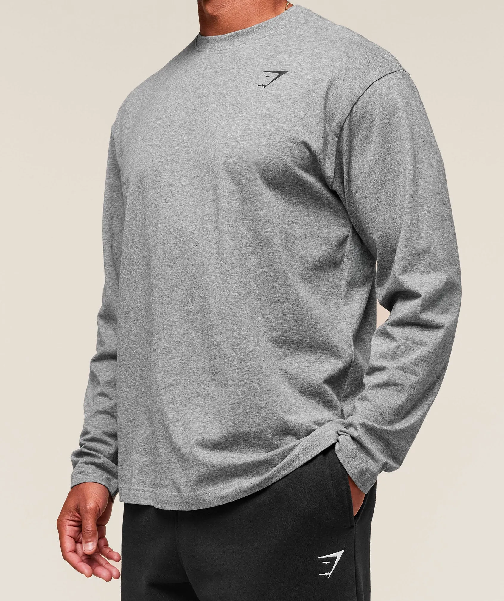 Gymshark Essential Oversized Long Sleeve T-Shirt - Charcoal Core Marl sold by Gymshark product image thumbnail 4