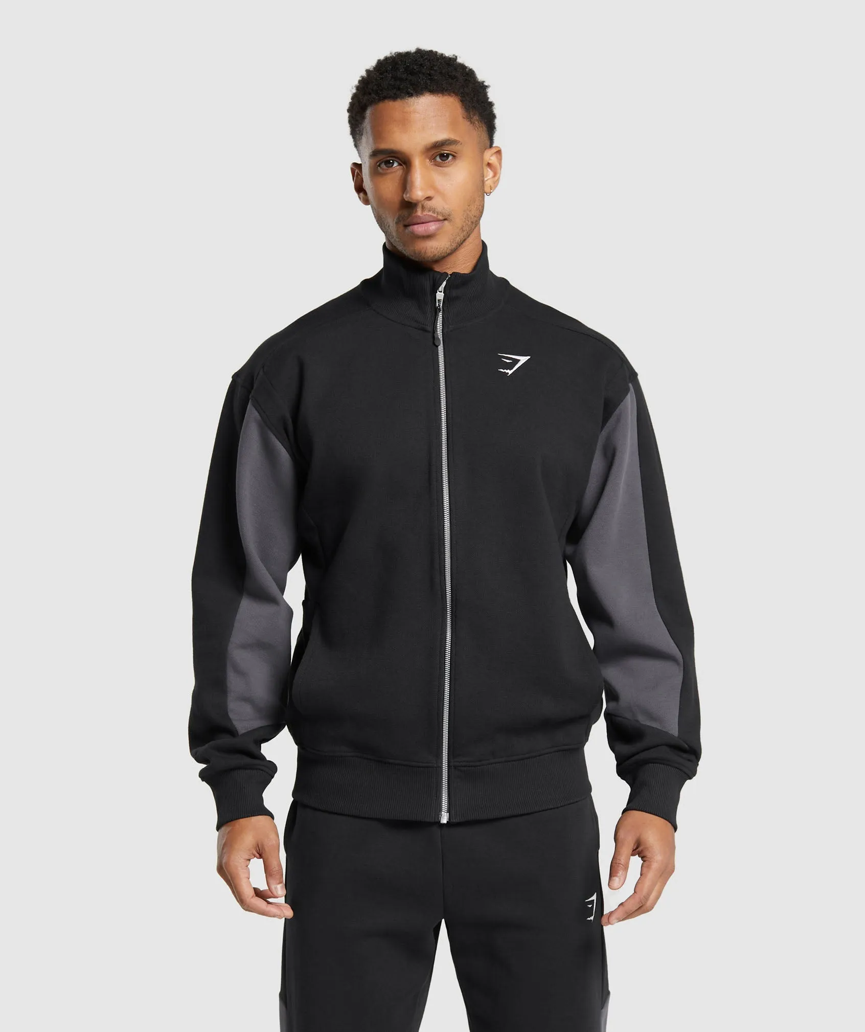 Gymshark Pique Track Jacket - Black/Onyx Grey sold by Gymshark